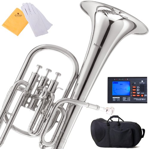 Mendini E Flat Alto Horn with Stainless Steel Pistons (Nickel)
