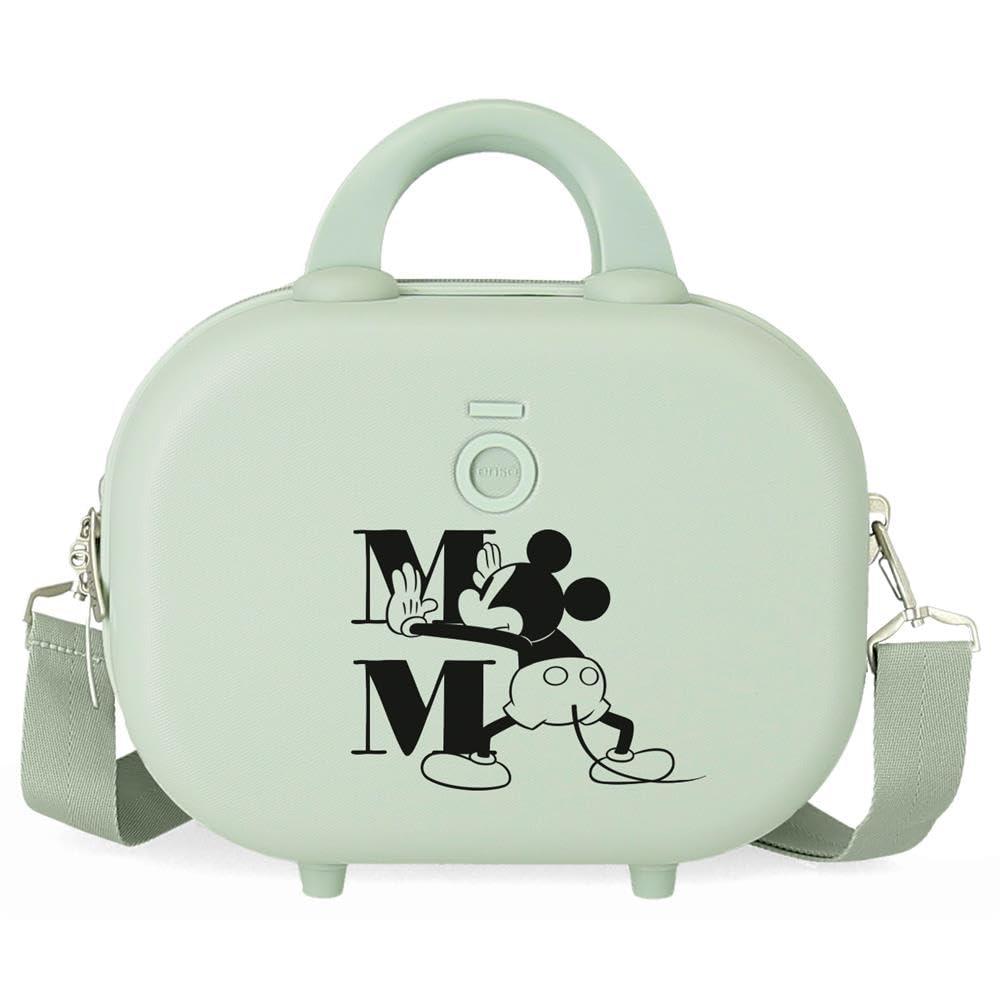 Disney Mickey Happiness Adaptable Toiletry Bag with Green Shoulder Strap 29x21x15 cms Rigid ABS 9.14L 2.52 kgs
