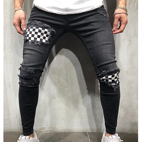 Jean slim stretch à empiècements décontractés et finitions patch rip - 2