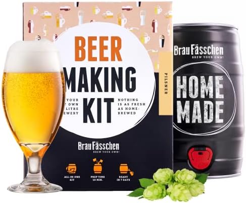 PILSNER - German Beer - Home Brew Beer Starter Kit with 1.3 Gallons Keg - Ready In 7 Days - Beer gifts - Gift for Men - Gift for Women - BrauFässchen