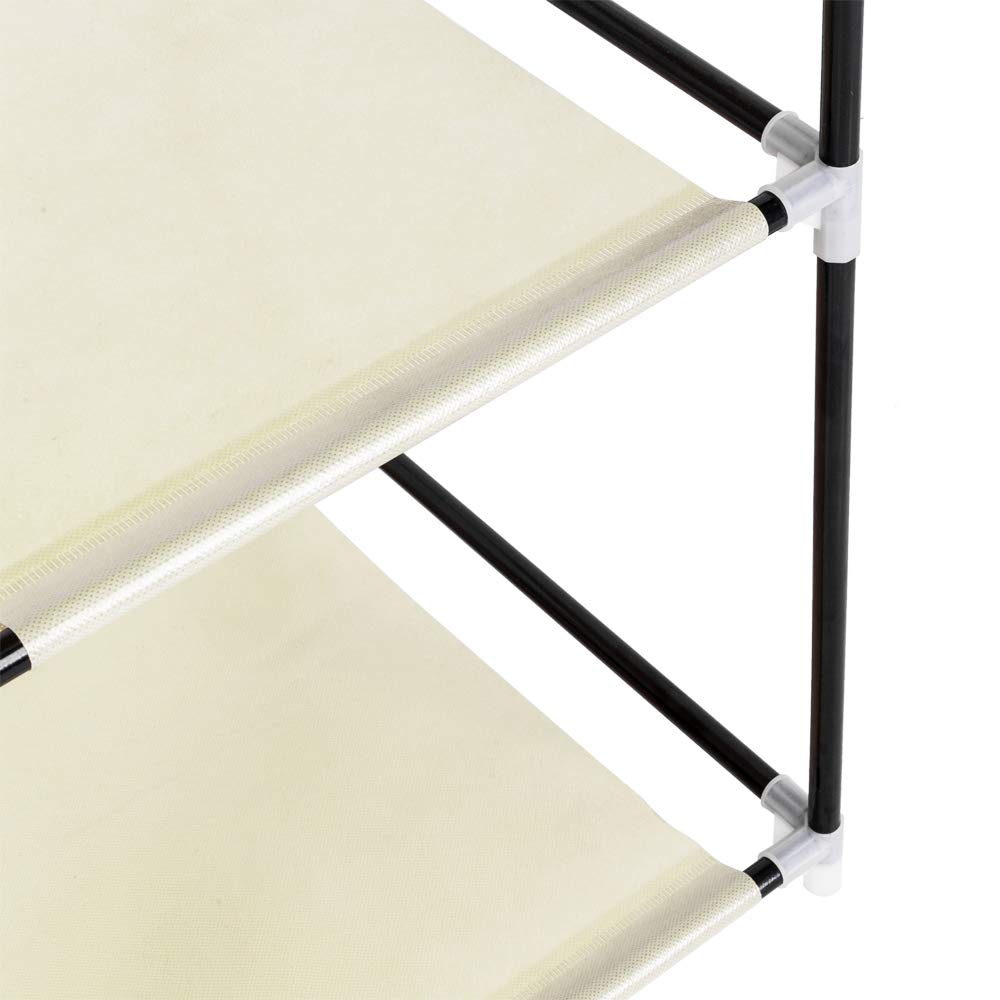 LEADZM Armadio, guardaroba in tessuto pieghevole con cerniera, scomparti, per camera da letto, soggiorno (Beige, 110 x 45 x 175 cm)