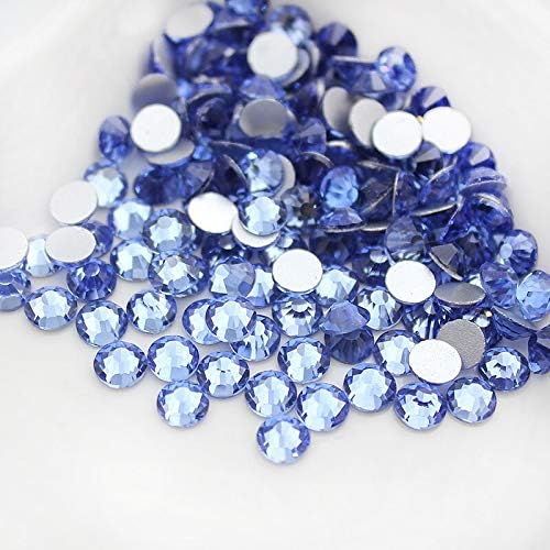 Light Blue All Size Flat Back Non Hot-Fix Stone Glue On Nail Art Rhinestones,Boutique Clothing Decoration