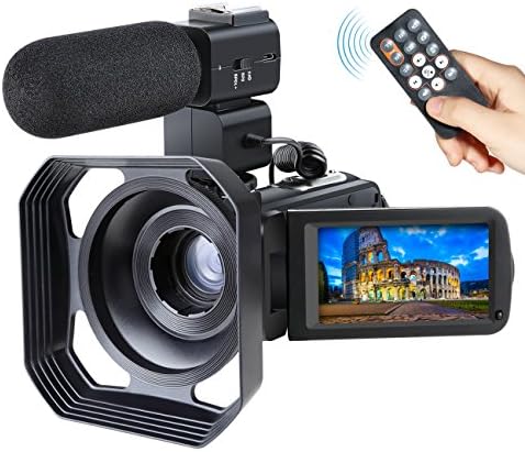 Video Camcorder,Ansteker Remote Control WiFi Video Camera Full HD 1080P 24MP 30FPS Video Camcorder Portable Digital Video Camera Recorder with External Microphone and Lens Hood