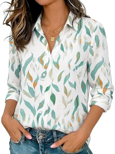Image of Soft Wrinkle-Free Button Down Stretch Shirts for Women, Breathable Moisture-Wicking Casual Work Dress Tops