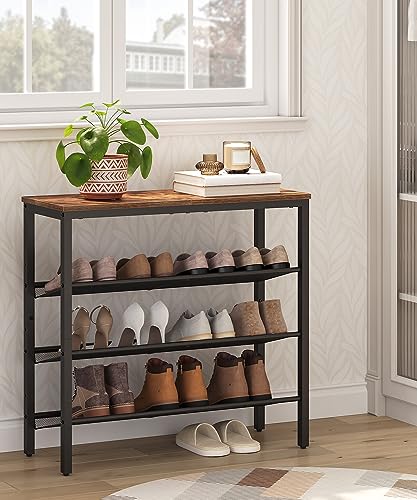 HOOBRO Schuhregal, 4 Schuhablage, Schuhschrank, verstellbares Metallgitterregal, Geräumige Oberseite, für 12-15 Paar Schuhe, Eingang… – Ansicht 4