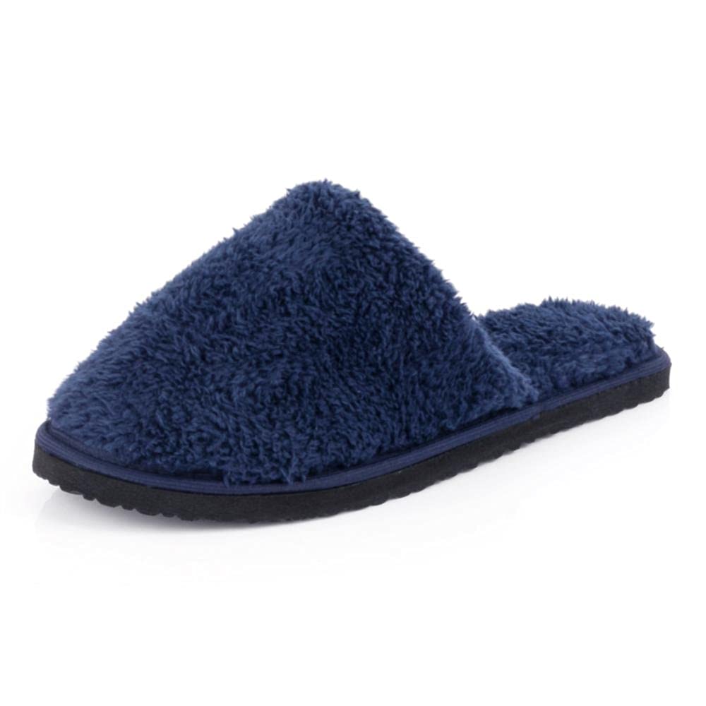 MIFUZI Men's Winter Fur Slippers for Home Room Bedroom Carpet Cozy Comfortable Furry Fuzzy Closed Toe Warm Cloth Soft Slippers