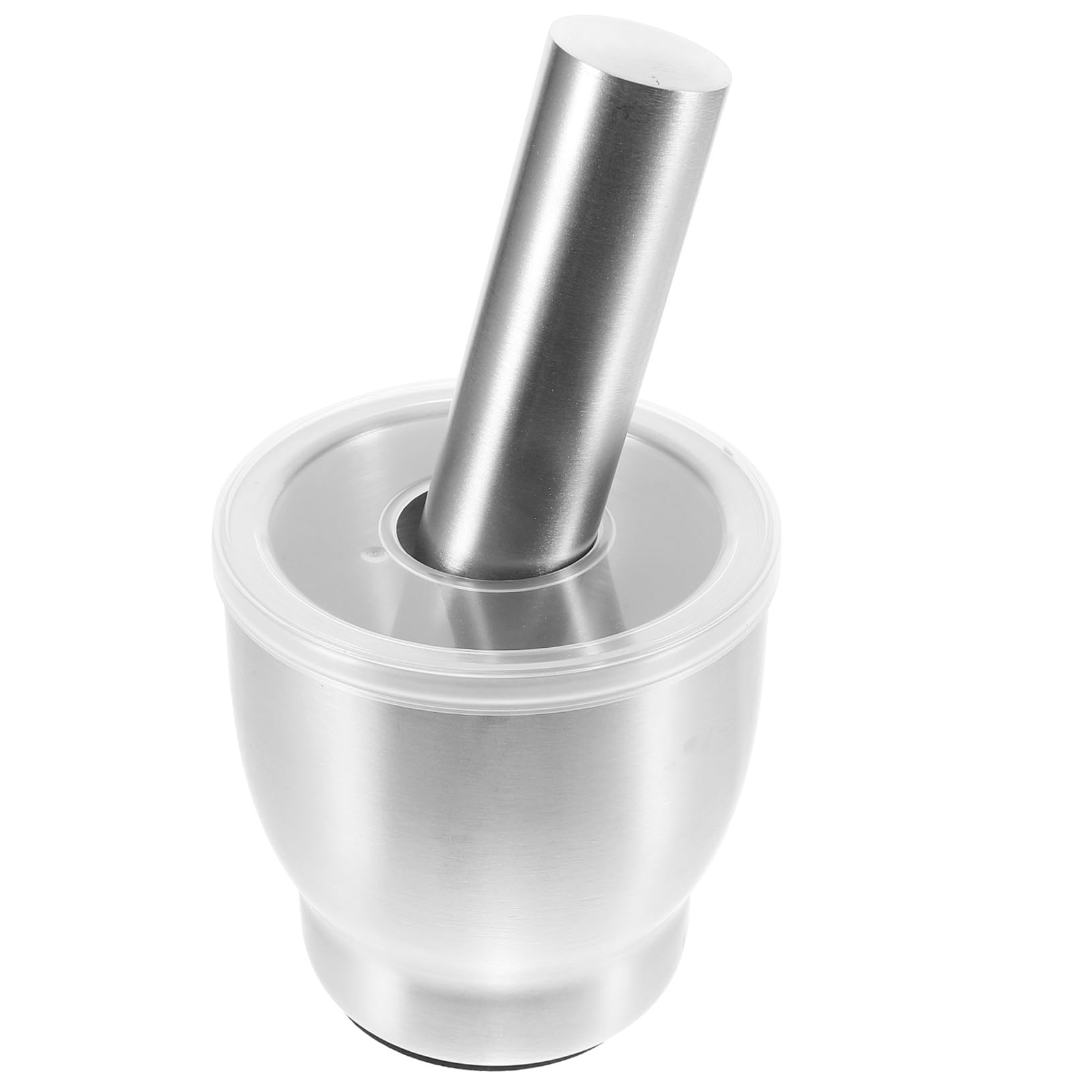PRETYZOOM Pestello per Aglio in Acciaio Inox con Asta Ciotola e Piedistallo Utensile da Cucina per Triturare Aglio Spezie e Pesto in Polvere