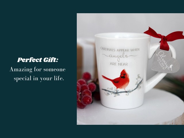 Taza de cerámica blanca Pavilion 13 oz con diseño de cardenal miniatura 7
