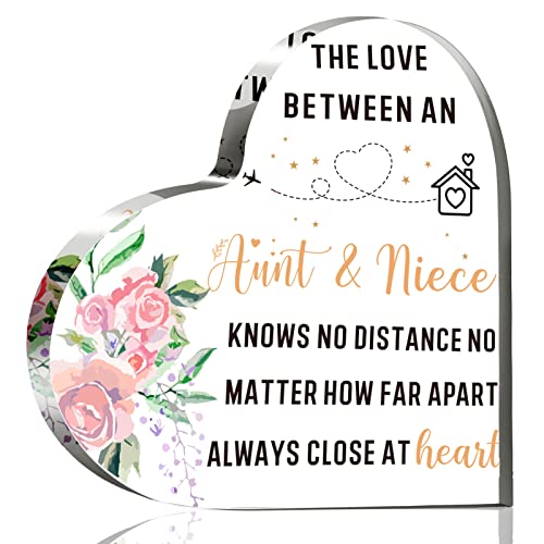 Acrylic Heart Aunt Gifts From Niece Aunt Birthday Gifts The Love Between Aunt And Niece Knows No Distance Acrylic Keepsake Aunt Gift For Mother's Day Valentine's Day #TOP30