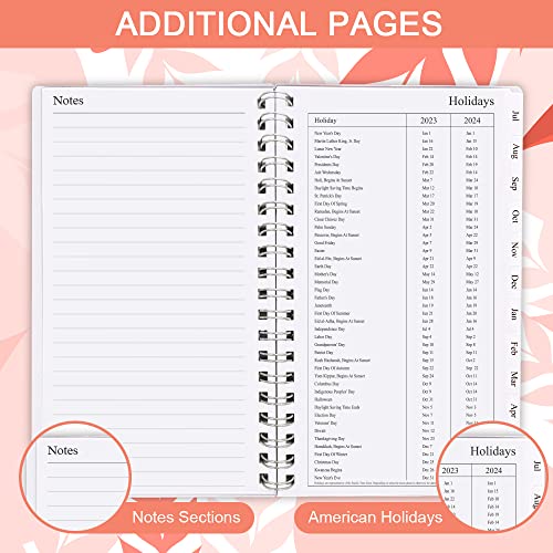 2023-2024 Pocket Planner/Calendar - A6 Weekly & Monthly Organizer Notebook & Journal To Track Goals, Easy To Organize Your Daily Life, Medium 3.75" X 6.75", Rose #TOP4