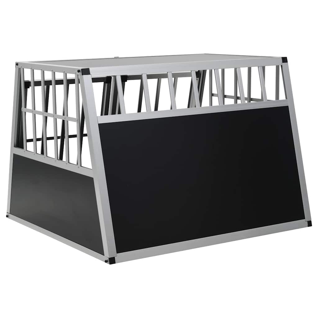 Hundetransportbox mit Doppeltüren 94 x 88 x 69 cm aus Aluminium und MDF für sicheren Transport im Auto, wetterfest, isoliert, leicht, ideal für mittelgroße Hunde, einfach zu montieren