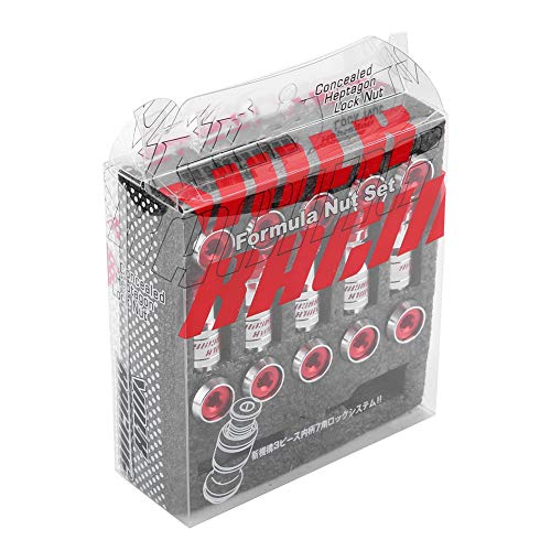 Image of 12x1.5 Key Lock Lug nut M12 X P1.5 20 pcs Lock Nuts, Car Racing Lug Wheel Nuts Screw with Nut Wrench&Hex Wrench Fit for Honda's Aftermarket Wheels(Red)
