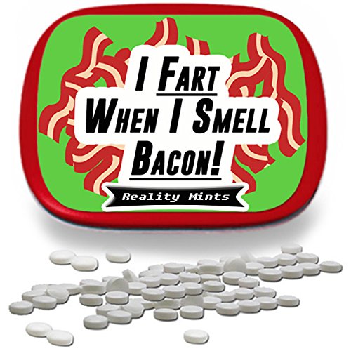 I Fart When I Smell Bacon Mints Funny Gag for Children Ideas extrañas de elefante blanco, amantes del tocino, canela, aliento, mentas, rellenos de