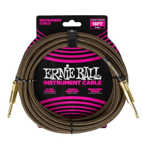 Image of Ernie Ball Braided Instrument Cable Straight /Straight 18ft - Pay Dirt (P06432)