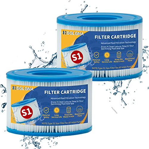 HSGLGNA Cartouche filtrante Type S1Cartouches de Rechange pour Intex S1 pour Intex 29001WL/29001E,Cartouche filtrante Type S1 pour Filtre Spa 11692 - Filtre de Rechange pour Piscine (2 pièces) Cover