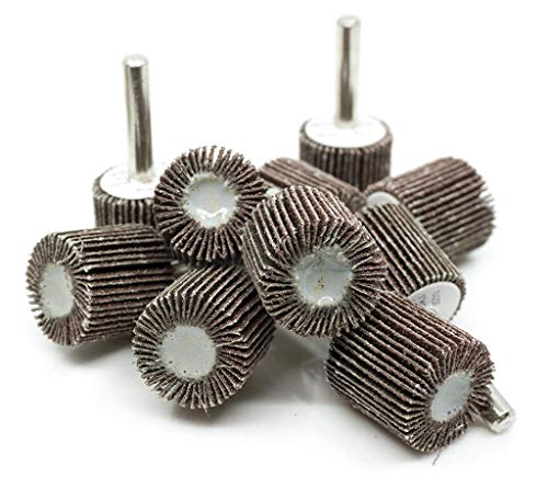 Benchmark Abrasives Aluminum Oxide 1 Inch Flap Wheel - 1” Length 1-4 Shank Mounted Sander for Deburring, Sanding, Grinding, Paint Removal - Polishing Wheel for Drill & Grinder (10 Pack) - 60 Grit
