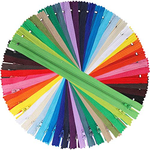 Outuxed 150pcs 9 Inches Nylon Coil Zippers Colorful Sewing Zippers for Tailor Sewing Crafts, 25 Assorted Colors