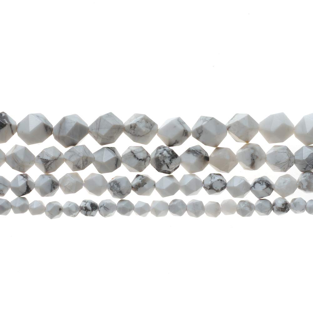 Cuentas facetadas de grado AAA de 6 mm, 8 mm, 10 mm, 12 mm, cuentas de piedra natural, cuentas sueltas para hacer joyas, perles semi(howlita blanca, 12 mm)