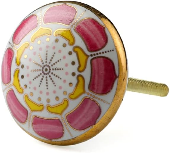 Perilla Home Set of 6 Ceramic Knobs Decorative Merigold Knobs for Home Kitchen Cabinet Hardware Cupboard Door Dresser Wardrobe and Drawer Pulls (Pink) - Image 4