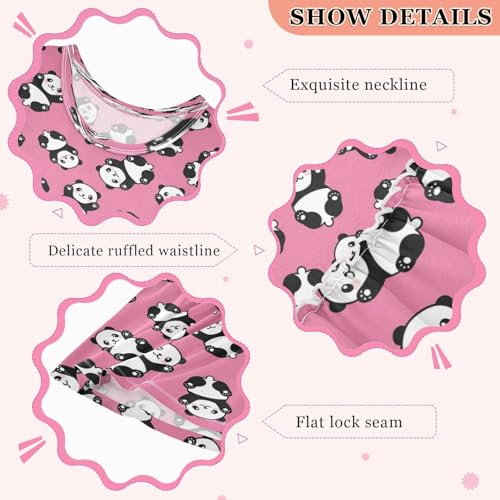 Girls Dress Cute Cartoon Panda Sleeveless Dress Summer Cotton Sundress 2T3