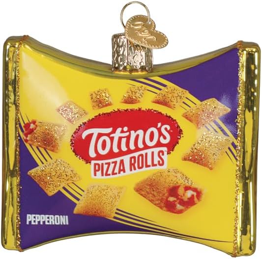 Old World Christmas Totino's Pizza Rolls Bag Glass Blown Ornament for Christmas Tree, Handcrafted Holiday Decoration, Food & Drink Collection
