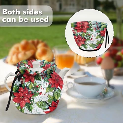 Image of Christmas Tree Kitchen Cosy for Teapots, Washable Heat Preservation Kettle Cover for Table Hotel Tea Party, Both Sides Can Be Used Christmas Decor