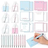 Mahjong - Juego de notas adhesivas y bolígrafos, 12 juegos a granel de blocs de notas autoadhesivos Mahjong con bolígrafos, bolsas de organza para adultos y niños, oficina, aula, suministros para el