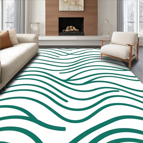 Design&I Low Pile Flatwoven Area Rug 8x10, Tranquil Horizon Wavy