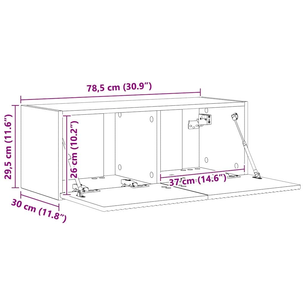 vidaXL Meuble TV Mural Blanc Brillant 78,5 x 31 x 29,5 cm, Salon, Meuble TV Moderne, Solution de Rangement Fonctionnelle, étagère Murale, Design Chic