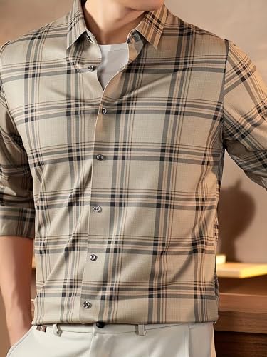 Image of Lymio Men Shirt | Checkered Button Down Shirt for Men | Slim Fit Casual & Semi-Formal Shirts for Man | Textured Long Sleeve | Office & Weekend Ready (Packs Also Available) (Big-Checks)