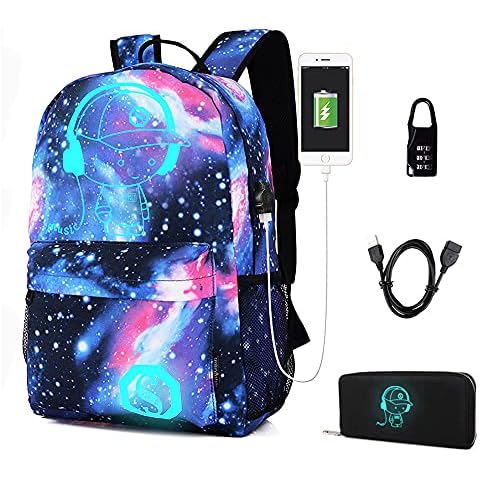 School Backpack Durable 15.6 inch Laptop Rucksack,Waterproof College Anime Luminous Daypack Glow in The Dark,Bag for Boys,girl,Men,Women(Music kid) Cover