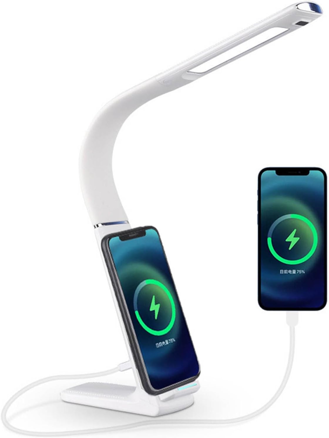 Multifunctional Led Desk Lamp, Eye Protection Desk Lamp 360° Swing Arm with Wireless Charge,USB Charging Port, Dimmable for Home Office