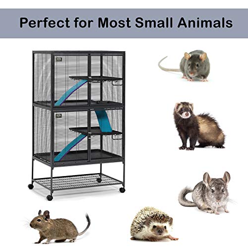 MidWest Homes for Pets Critter Nation Double Unit Small Animal Cage, 4 Tiers, Includes Pan, Shelf, Ramp & Cover, for Rats, Ferrets, Chinchillas, Sugar Gliders