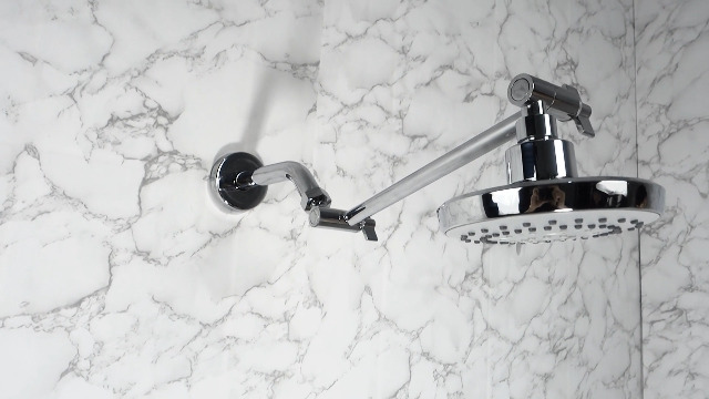 HarJue High Pressure Rainfall Shower Head With Adjustable Arm – 5 Settings, Chrome Finish