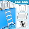 Goplus 4-Step Steel Frame Above Ground Swimming Pool Ladder for 55" Pool Wall Heights, Double-Sided Entry & Exit Ladder w/Non-Slip Steps, Top Platform, Rotating Foot Pads