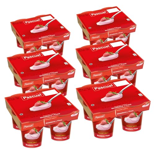 Pascual - Yogur Original Sabor Fresa - Plátano. Caja de 6 Pack de 4 x 120g. Total 24 uds.
