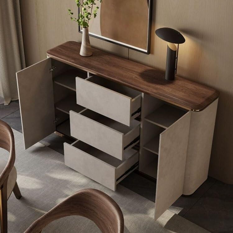 Sideboard Cabinet Black Walnut Dining Side Integrated Wall-mounted Large Flat Living Room Storage Cabinet Home Entrance Table Restaurant Corridor Decoration Sideboard Cabinet With Storage(140x35x85cm)