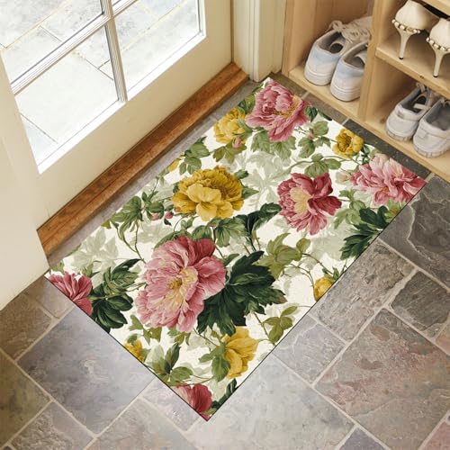 Tapis de sol rococo vert olive pour sublimer votre entrée maison