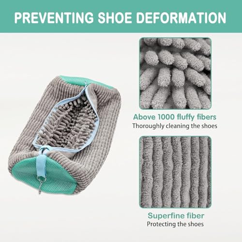 Image of Yellow Weaves Shoe Washing Machine Bag | 360 Deep Cleaning Shoes Laundry Bag with Zipper | Reusable, Shoe Washer, Microfiber Protective Pouch for Toys, Sneakers & Slippers, Pack of 1 (Grey)