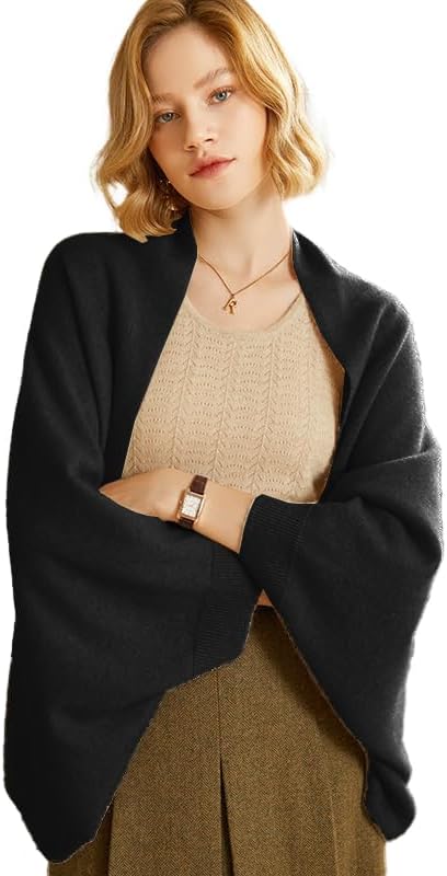 Women's Soft Shawls and Wraps Knitted Warm Shawl With Sleeves Pashminas Shawl Wrap Lightweight Open Front Poncho 2026