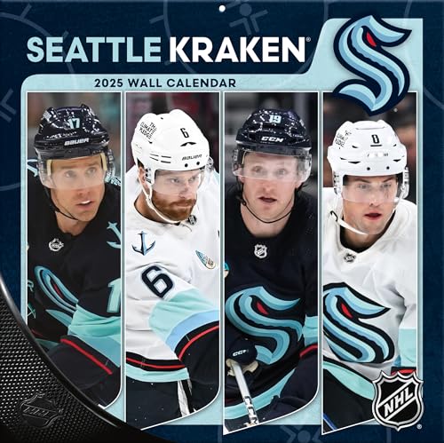 Calendário de parede do time TURNER SPORTS Seattle Kraken 2025 12x12 (25998012172)