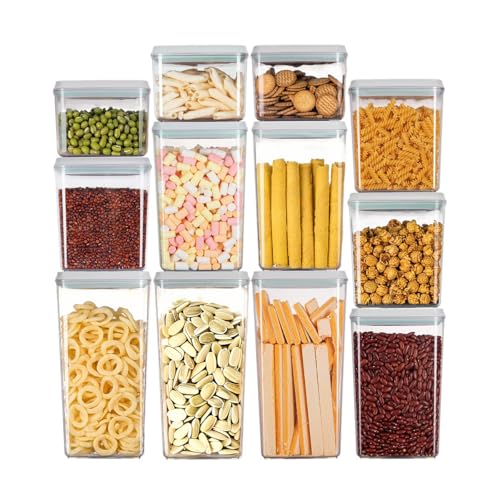 EQI Airtight Food Storage Container with One-Touch Lid, 12-Piece Set (1.3, 2.1, 2.9, 3.6 QT* 3) Stackable Durable BPA-Free for Baking Supplies, Pasta & Systematic Bulk Organization
