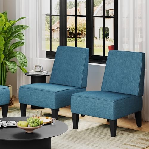 Sillón sin brazos terciopelo azul miniatura 1
