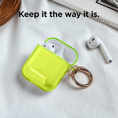 Image of elago Clear Airpods Case with Keychain Designed for Apple Airpods 1 & 2 (Neon Yellow)