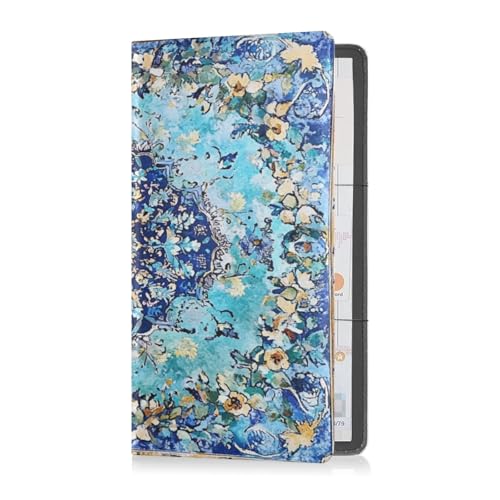 Leather Registration and Insurance Card Holder Men Women Auto Truck Comparment Accessories Case for Cards, Essential Document, Driver License Vehicle Paperwork Bohemian Boho Vintage Mandala Style