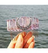 Pink Crystal Hair Side Comb Decorative Women Accessories with Moon Decoration Crystal Tiara for W...