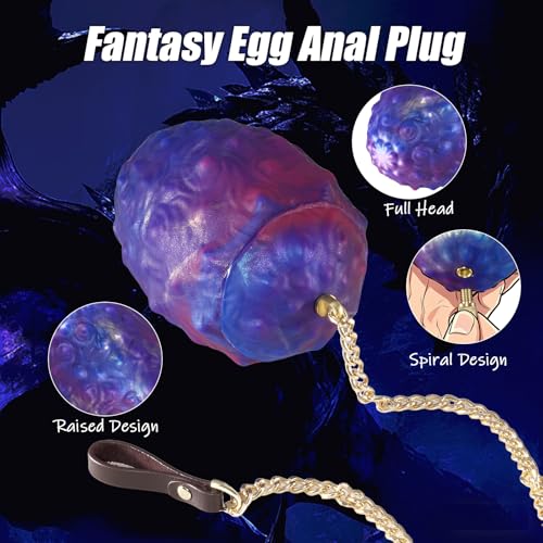 Image of Liquid Silicone Anal Plug, 2.7 inch Dimeter Egg-Shaped Butt Plug Anal Sex Toy with Long Chain, Prostate Massager Vaginal Stimulation for Men Women Couple (S)