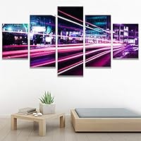 SIGNWIN 5 Panel Canvas Wall Art Light Exposure for Home Decorations Ready to Hang - 60