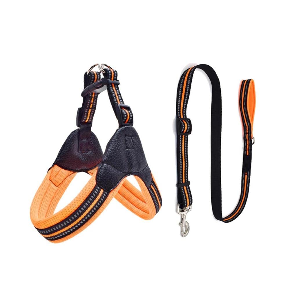 Arnés y Correa Reflectantes Naranjas para Mascotas, arneses para Perros pequeños y medianos, Accesorios para Mascotas, Talla L, portaperros (XS)