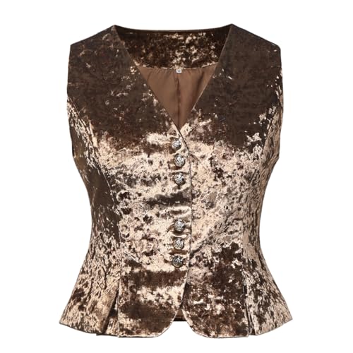 Vintage Velvet Vest for Women V-Neck Cropped Sleeveless Dressy Waistcoat Casual Tops2